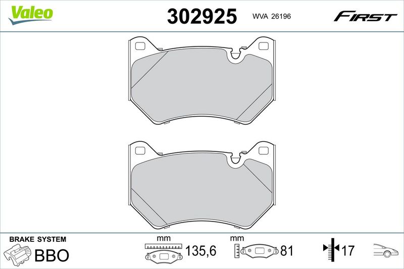 VALEO 302925 Brake Pad Set, disc brake