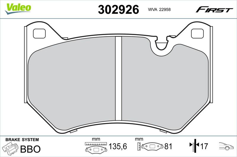 VALEO 302926 Brake Pad Set, disc brake