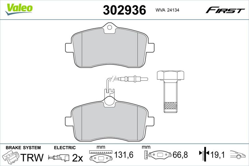 VALEO 302936 Brake Pad Set, disc brake