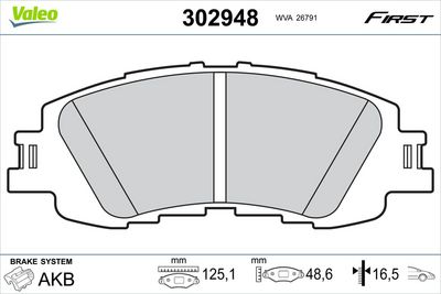 Brake Pad Set, disc brake VALEO 302948