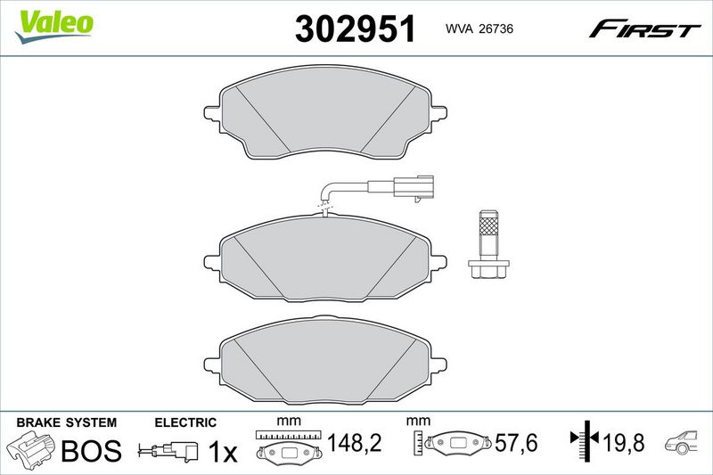 VALEO 302951 Brake Pad Set, disc brake