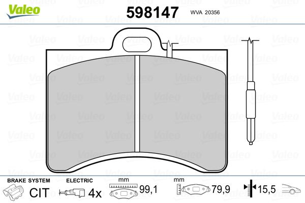 VALEO 598147 Brake Pad Set, disc brake