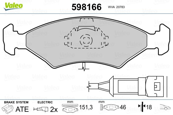 VALEO 598166 Brake Pad Set, disc brake