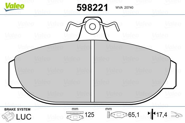 VALEO 598221 Brake Pad Set, disc brake