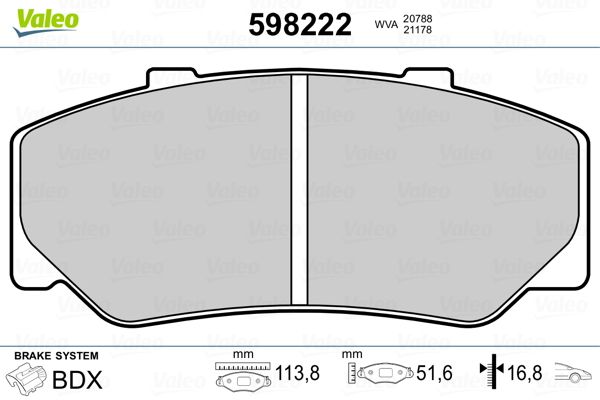 VALEO 598222 Brake Pad Set, disc brake