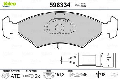 Brake Pad Set, disc brake VALEO 598334