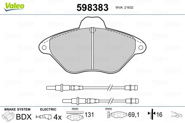 VALEO 598383 Brake Pad Set, disc brake
