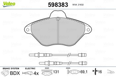 Brake Pad Set, disc brake VALEO 598383