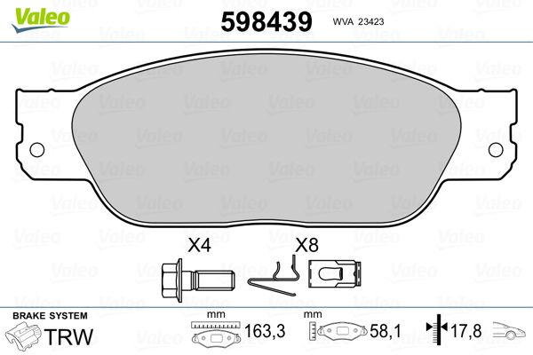 VALEO 598439 Brake Pad Set, disc brake