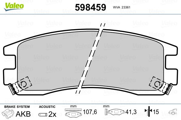 VALEO 598459 Brake Pad Set, disc brake