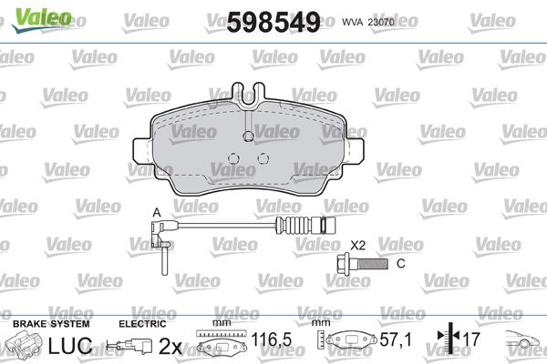 VALEO 598549 Brake Pad Set, disc brake