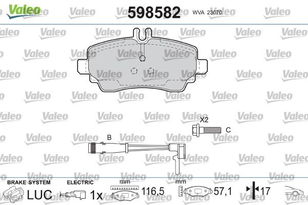 VALEO 598582 Brake Pad Set, disc brake