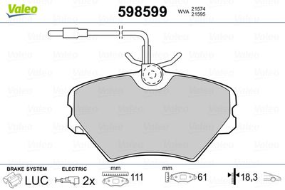 Brake Pad Set, disc brake VALEO 598599