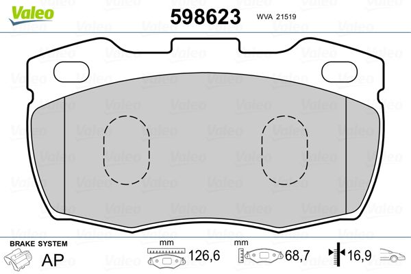 VALEO 598623 Brake Pad Set, disc brake