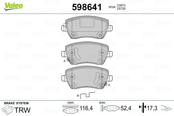 VALEO 598641 Brake Pad Set, disc brake