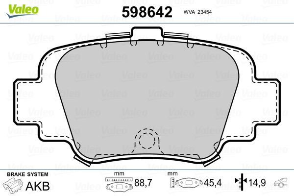 VALEO 598642 Brake Pad Set, disc brake