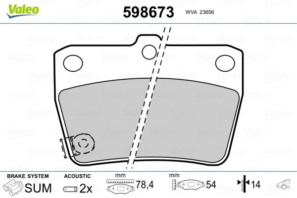 VALEO 598673 Brake Pad Set, disc brake