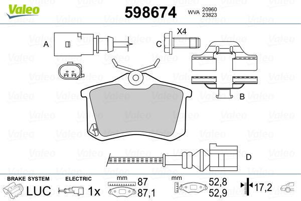 VALEO 598674 Brake Pad Set, disc brake