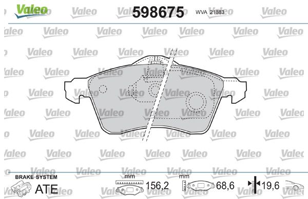 VALEO 598675 Brake Pad Set, disc brake