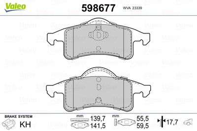 Brake Pad Set, disc brake VALEO 598677