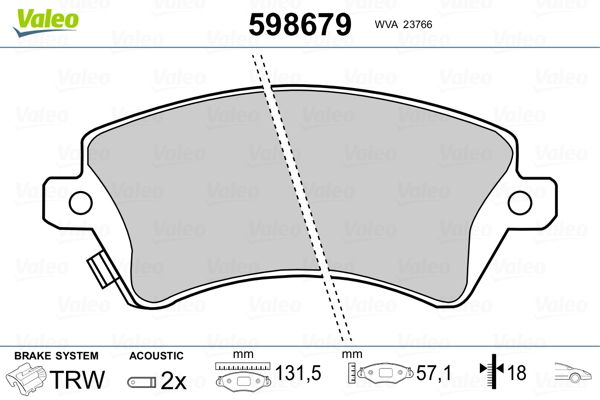 VALEO 598679 Brake Pad Set, disc brake