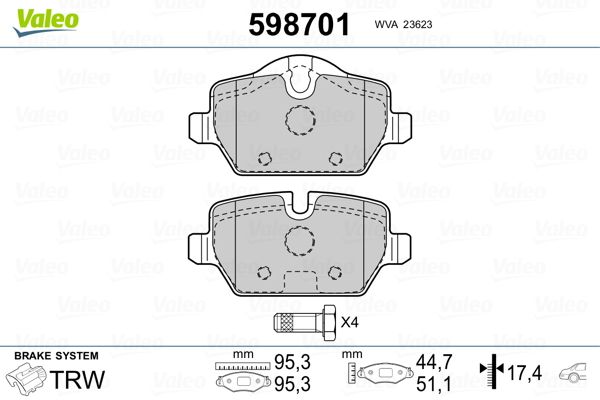 VALEO 598701 Brake Pad Set, disc brake