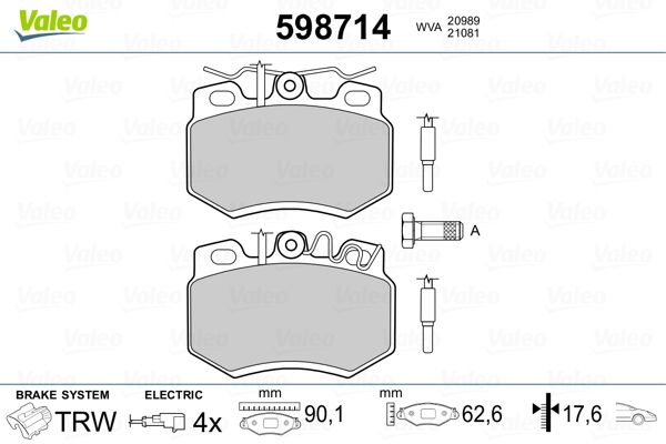 VALEO 598714 Brake Pad Set, disc brake
