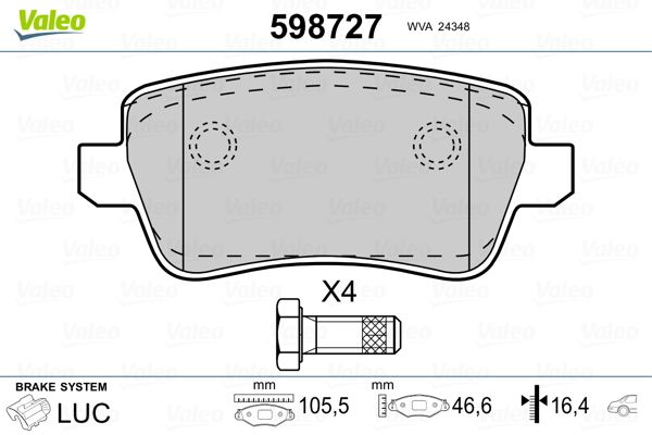 VALEO 598727 Brake Pad Set, disc brake