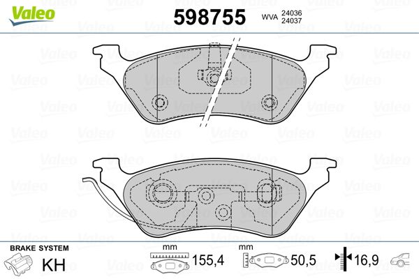 VALEO 598755 Brake Pad Set, disc brake