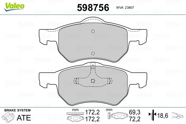 VALEO 598756 Brake Pad Set, disc brake