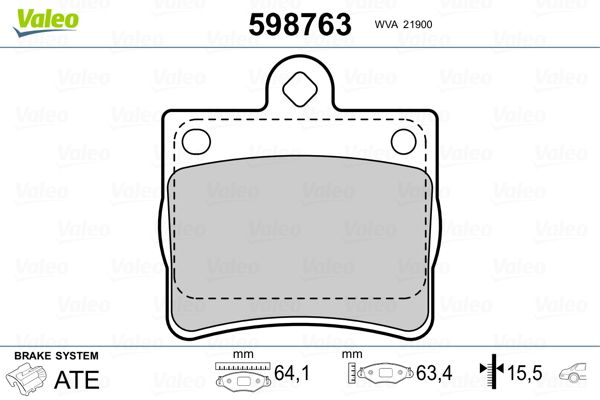 VALEO 598763 Brake Pad Set, disc brake