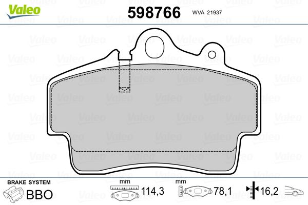 VALEO 598766 Brake Pad Set, disc brake