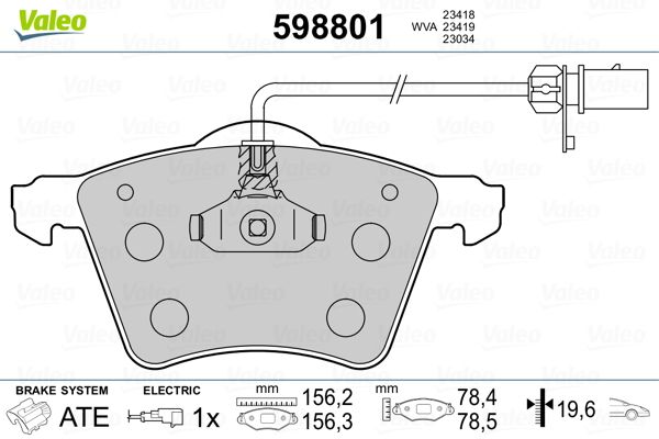 VALEO 598801 Brake Pad Set, disc brake