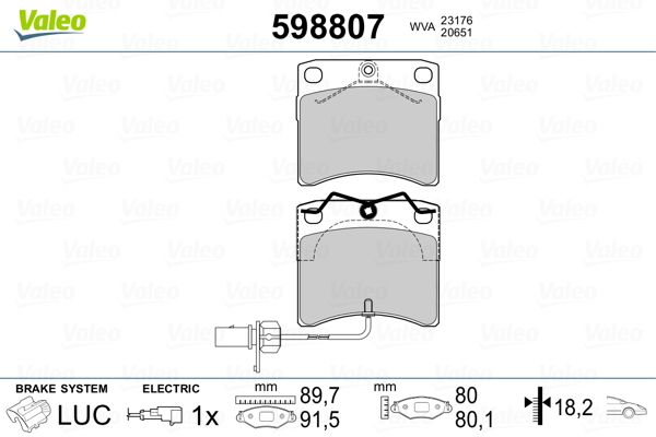 VALEO 598807 Brake Pad Set, disc brake