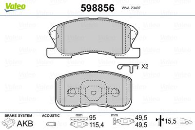 Brake Pad Set, disc brake VALEO 598856