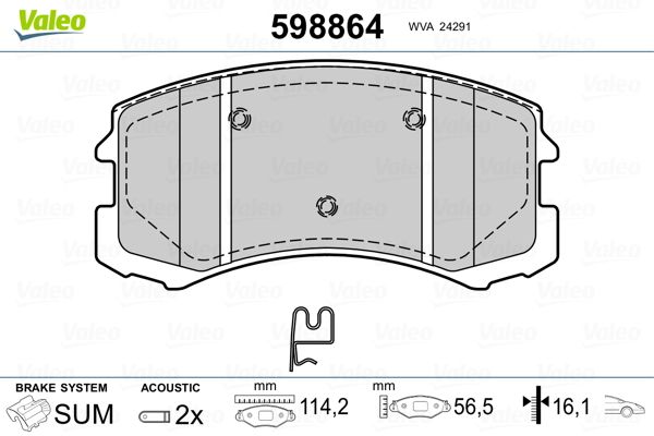VALEO 598864 Brake Pad Set, disc brake