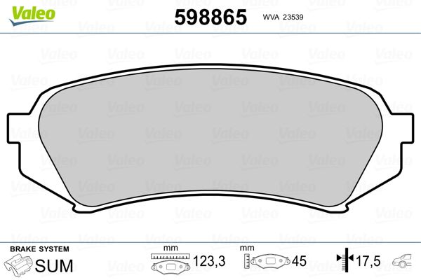 VALEO 598865 Brake Pad Set, disc brake