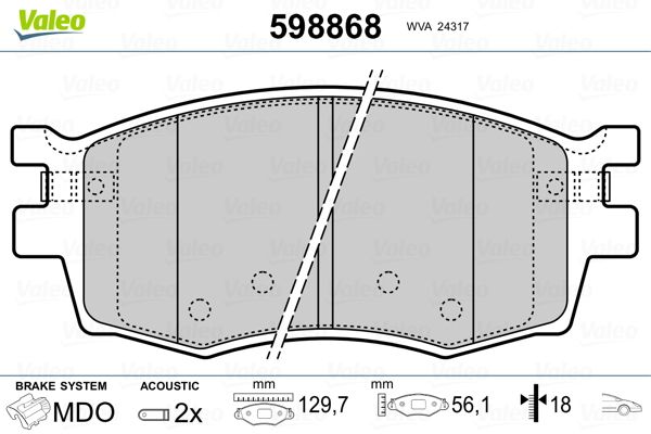 VALEO 598868 Brake Pad Set, disc brake