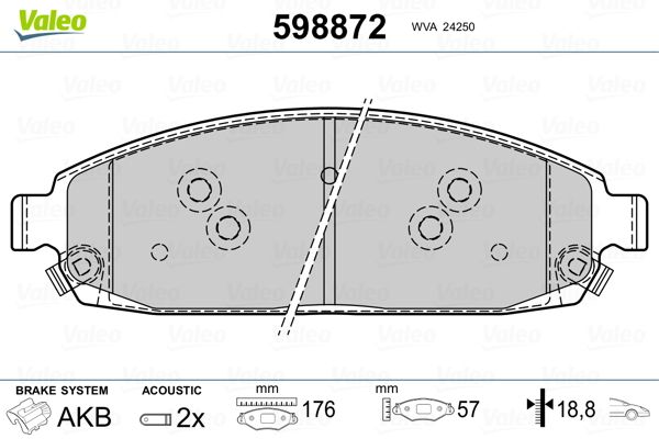 VALEO 598872 Brake Pad Set, disc brake