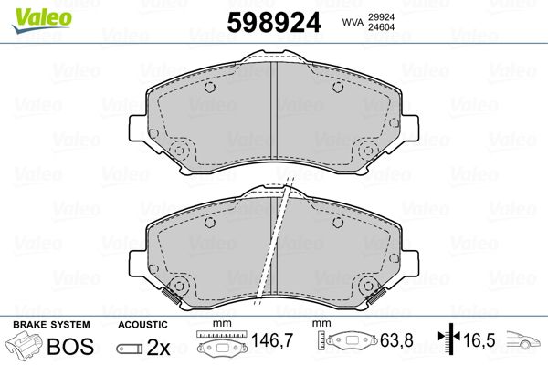 VALEO 598924 Brake Pad Set, disc brake