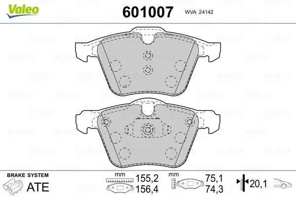 VALEO 601007 Brake Pad Set, disc brake