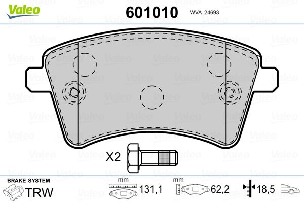 VALEO 601010 Brake Pad Set, disc brake