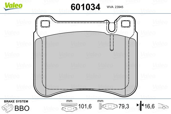 VALEO 601034 Brake Pad Set, disc brake