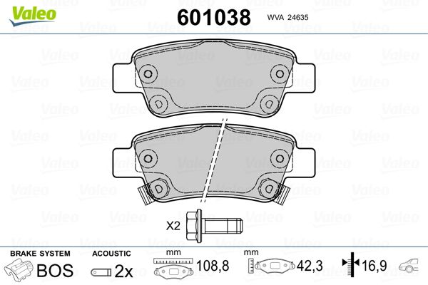 VALEO 601038 Brake Pad Set, disc brake