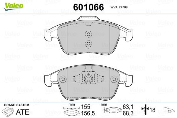 VALEO 601066 Brake Pad Set, disc brake