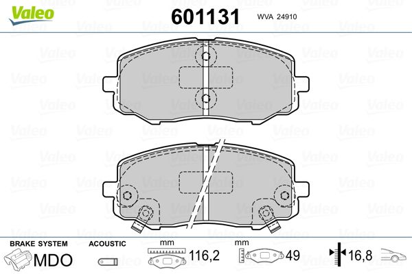 VALEO 601131 Brake Pad Set, disc brake