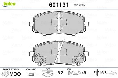 Brake Pad Set, disc brake VALEO 601131
