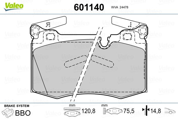VALEO 601140 Brake Pad Set, disc brake