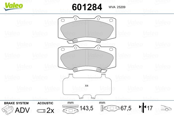 VALEO 601284 Brake Pad Set, disc brake