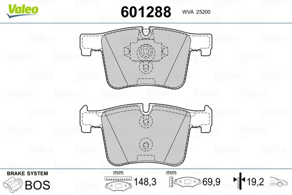 VALEO 601288 Brake Pad Set, disc brake
